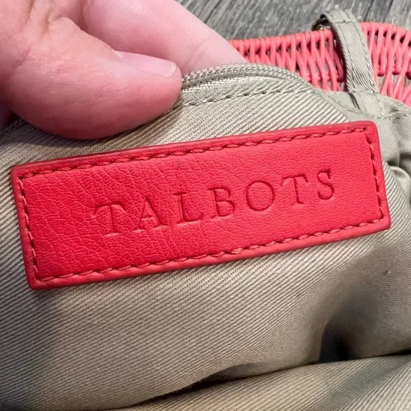 Talbots Striped Wicker and Canvas Bag with Chain Crossbody Strap Summer Bag - Picture 4 of 6